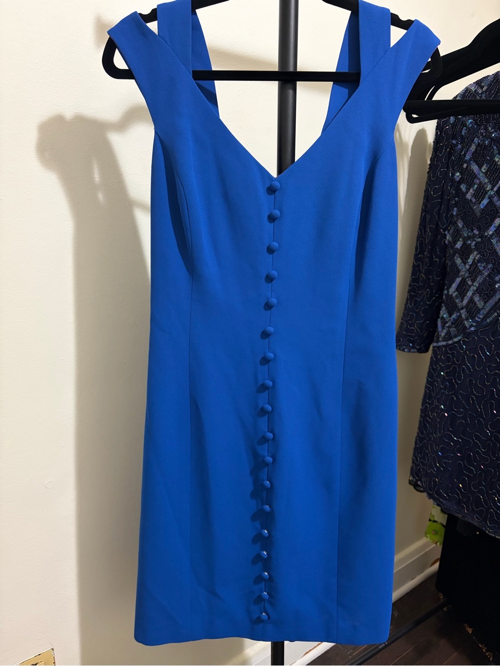 Laundry by Shelli Segal Sleeveless Royal Blue V-Neck Button-Front Dress